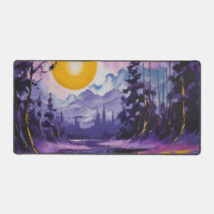 Lila Wald Sonnenuntergang Schreibtischunterlage
