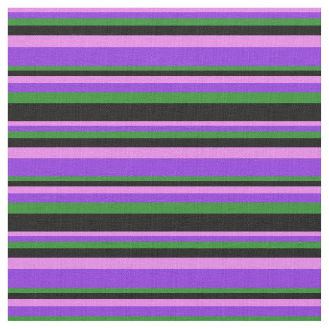 Lila, waldgrüne und schwarze Linien Stoff (Nahaufnahme)