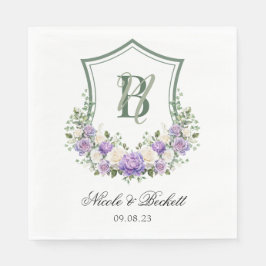 Lila Wappen-Hochzeit Serviette