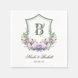 Lila Wappen-Hochzeit Serviette