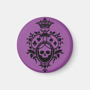 Lila Wappen mit Skull und Cardsuits Magnet