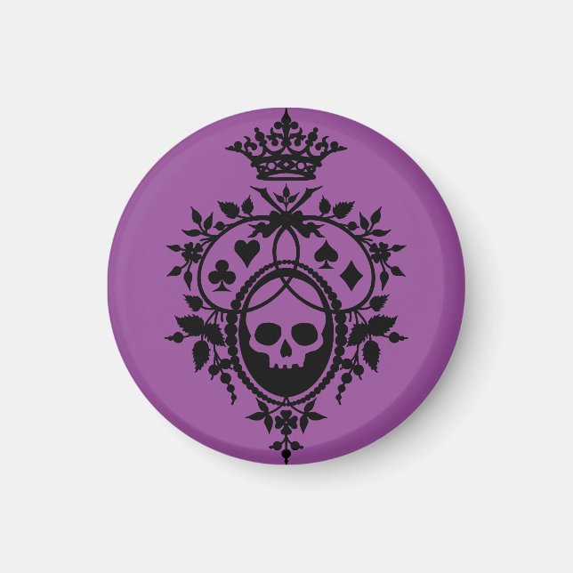 Lila Wappen mit Skull und Cardsuits Magnet (Vorne)
