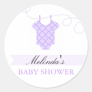 Lila Wäscheleine Moderner Baby Shower Aufkleber