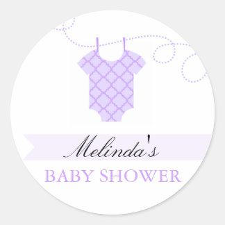 Lila Wäscheleine Moderner Baby Shower Aufkleber