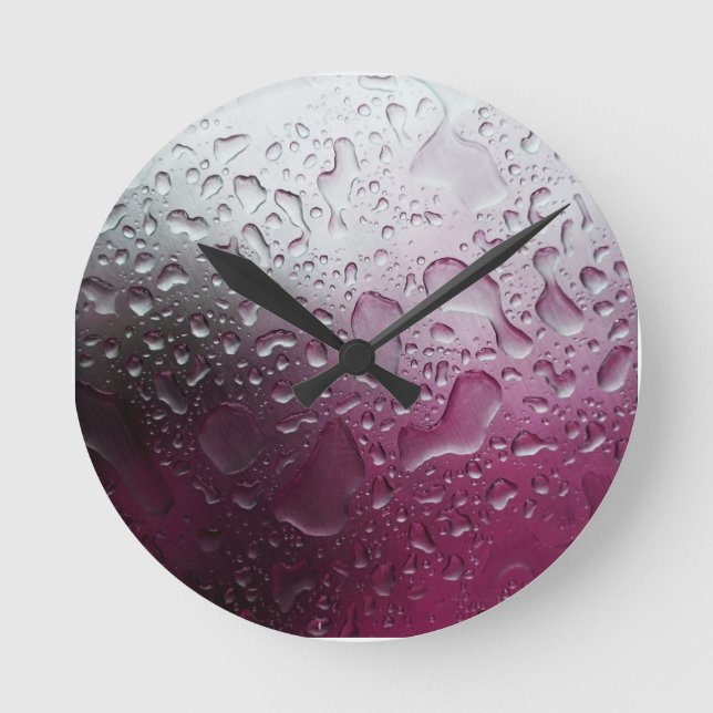 lila Wasser Runde Wanduhr (Vorderseite)
