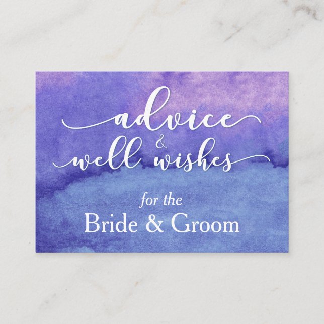 Lila Wasserfarbe "Beratung für Braut und Bräutigam Hinweiskarte (Vorderseite)