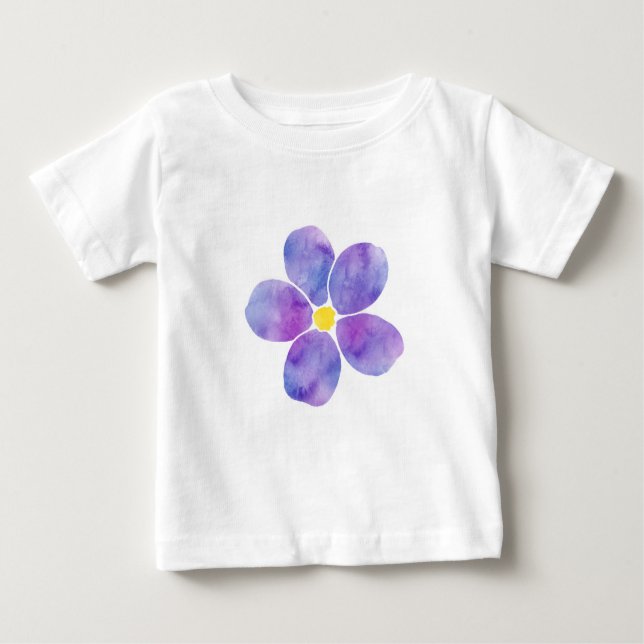 "Lila Wasserfarbe Blume 2" Baby T-shirt (Vorderseite)