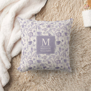 Lila Wasserfarbe Blumen Blumen Muster Kissen