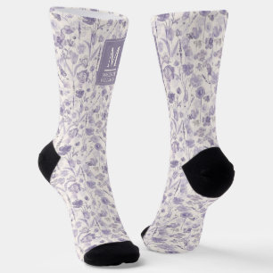Lila Wasserfarbe Blumen Blumen Muster Socken