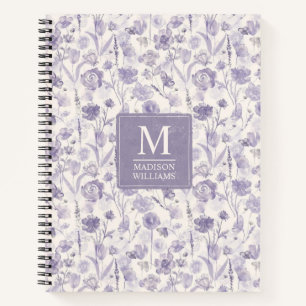 Lila Wasserfarbe Blumenmuster Notizbuch
