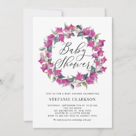 Lila Wasserfarbe Bougainvillea Wreath Kinderdusche Einladung