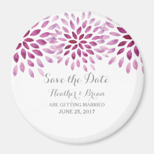 Lila Wasserfarbe Chrysanthemum Save the Date Magnet