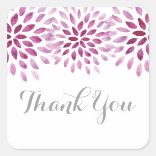 Lila Wasserfarbe Chrysanthemum Vielen Dank Quadratischer Aufkleber