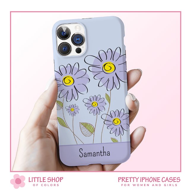 Lila Wasserfarbe-Daisy-Monogramm Case-Mate iPhone Hülle (Von Creator hochgeladen)