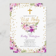 Lila Wasserfarbe Erste Kommune Einladung