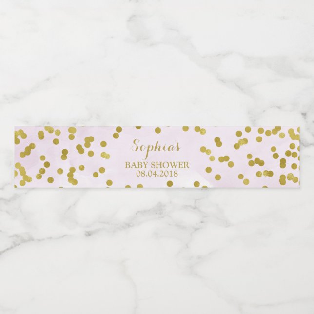 Lila Wasserfarbe Gold Confetti Babydusche Wasserflaschenetikett (Einzelnes Label)