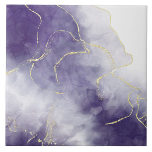 Lila Wasserfarbe Marmor Goldfolie abstrakt Luxus Fliese