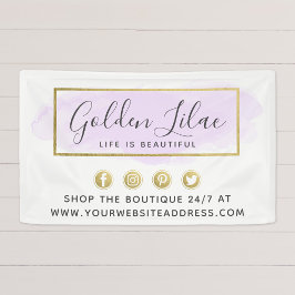 Lila Wasserfarbe & moderne geometrische Goldene Ch Banner