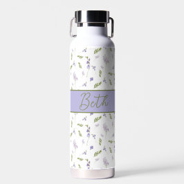 Lila Wasserfarbe-Monogramm-Name Wasser B Trinkflasche