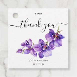 Lila Wasserfarbe Orchideenhochzeit Geschenkanhänger