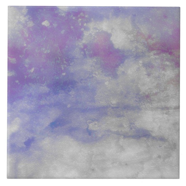 Lila Wasserfarbe Quadrat Kunstfliese Fliese (Vorderseite)