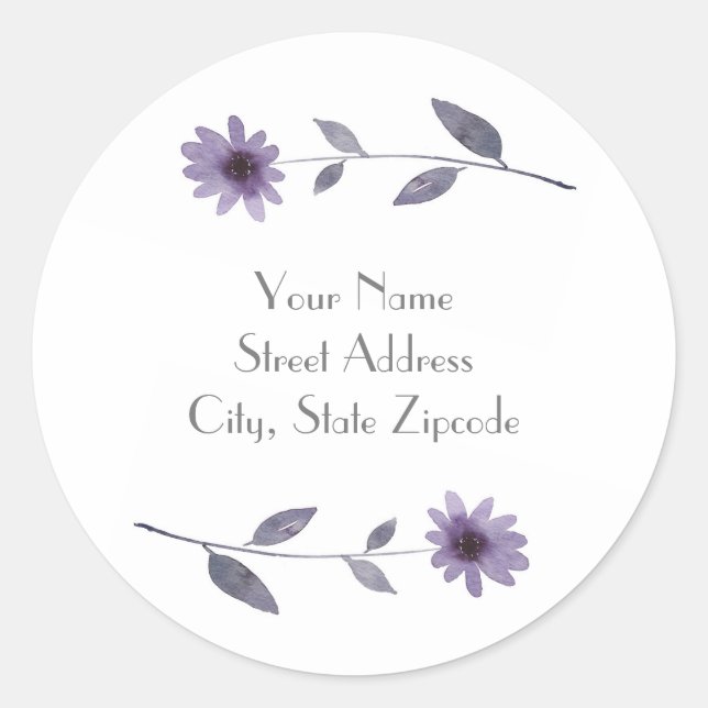 Lila Wasserfarbe Runder Aufkleber (Vorderseite)