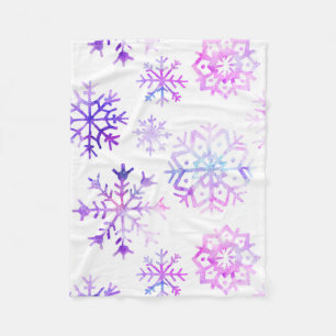 Lila Wasserfarbe-Schneeflocken-Weihnachtsdesign Fleecedecke