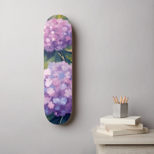 Lila Wasserfarbe Skateboard (Wandkunst)
