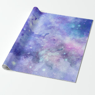 Lila Wasserfarbe Starry Sky Space Lover Galaxie Geschenkpapier