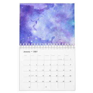 Lila Wasserfarbe Starry Sky Space Lover Galaxie Kalender