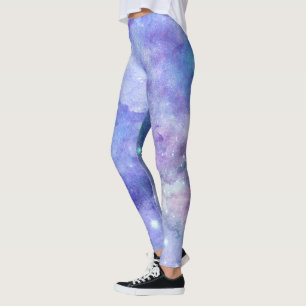 Lila Wasserfarbe Starry Sky Space Lover Galaxie Leggings