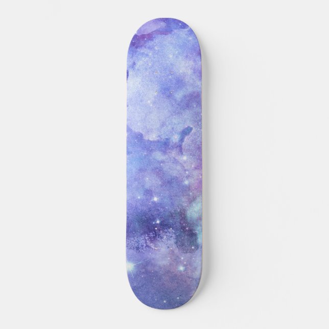 Lila Wasserfarbe Sternenhimmel Lover Galaxie Skateboard (Vorderseite)