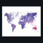 Lila Wasserfarbe - Weltkarte Poster<br><div class="desc">Dekorieren Sie Ihre Zuhause, Ihr Büro, Ihr Apartment, Ihr Schlafzimmer, Ihr Kinderzimmer oder sogar Ihr Klassenzimmer mit diesem stilvollen und unterhaltsamen Poster. Wo du will, es anzuzeigen, liegt an dir! Dieses Poster zeigt eine Weltkarte mit einem hübschen lila Wasserfarbmuster auf weißem Hintergrund. Das ist ein modernes und modernes Design. In...</div>