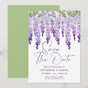 Lila Wasserfarben-Hochzeit mit Wisteria Save The Date