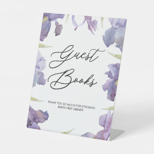 Lila Wasserfarben Iris Blumengarten Gästebücher Sockelschild