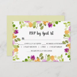 Lila Wasserfarbenblüten RSVP Karte