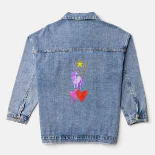 Lila Wasserfarbeneinhorn Jeansjacke
