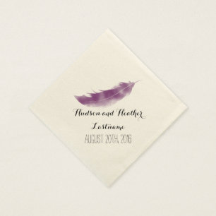 Lila Wasserfarbenfeather Wedding Napkins Serviette