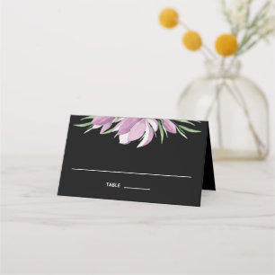 Lila Wasserfarbenflora in Schwarz Platzkarte