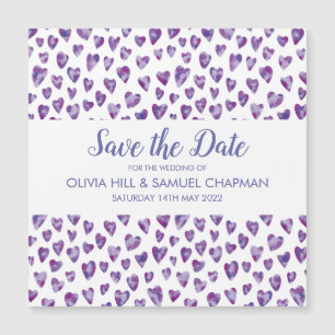 Lila Wasserfarbenherz Magnetkarte