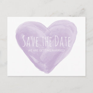 Lila Wasserfarbenherz Save the Date Postkarte