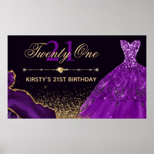 Lila Wasserfarbenkleid Achat 21. Geburtstag Poster