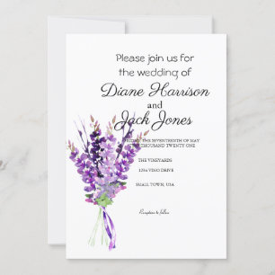 Lila Wasserfarbenlavender Wedding Einladung
