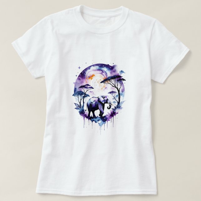 Lila Wasserfarbenlephon T-Shirt (Design vorne)