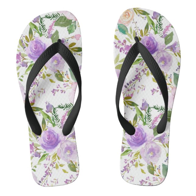 Lila Wasserfarbenmuster Flip Flops (Fußbett)