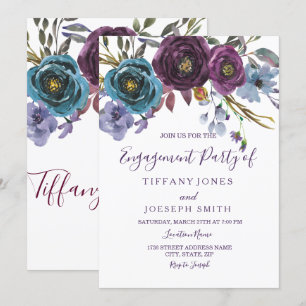 Lila Wasserfarbenwelt Elegante Engagement Einladung