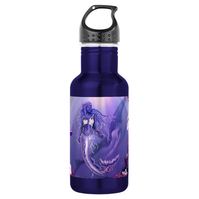 Lila Wasserflasche aus Edelstahl (Vorderseite)
