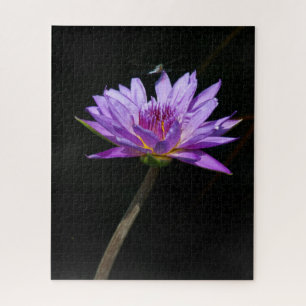 Lila Wasserlilie Dragonfly Jigsaw Puzzle