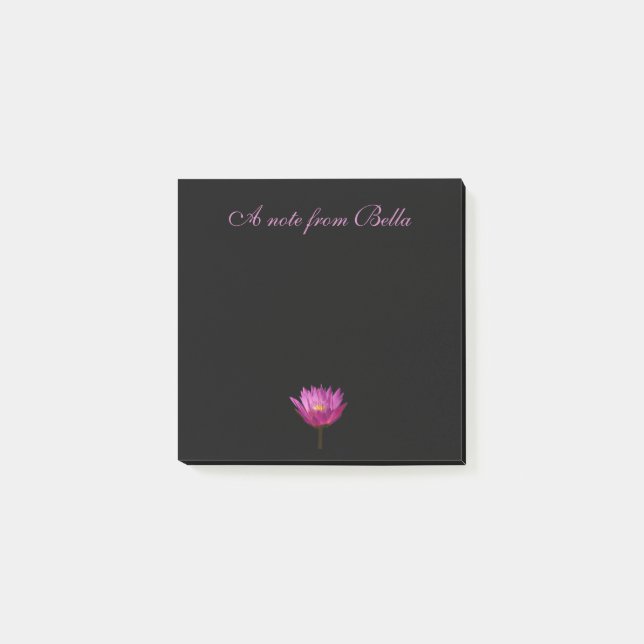 Lila Wasserlilie Lotus Black Post-it-Hinweise Post-it Klebezettel (Vorderseite)