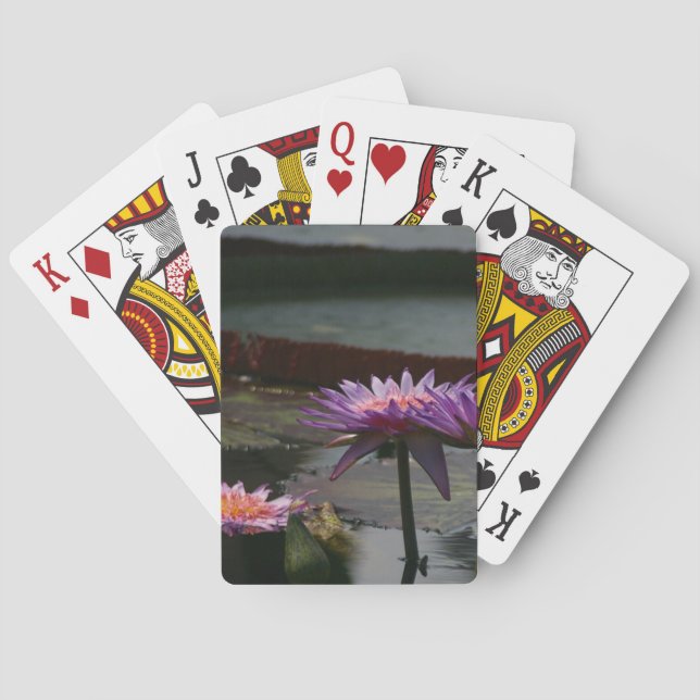 Lila Wasserlilien Lotus spielende Karten Spielkarten (Rückseite)